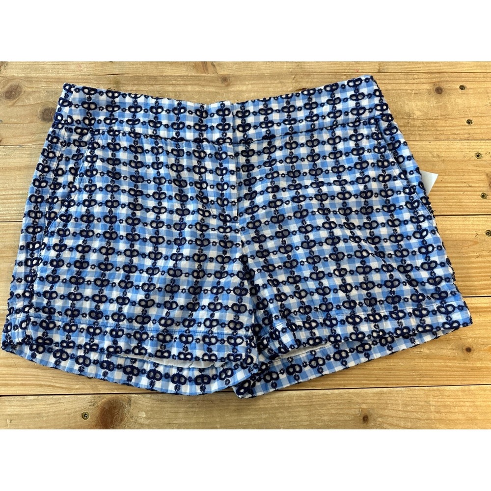 Vineyard Vines Gingham Shorts Eyelet Embroidered Blue White Summer‎ Size 0
